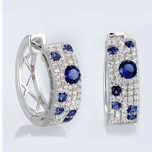 Dazzling Hoop Earrings with Blue Cubic Zirconia